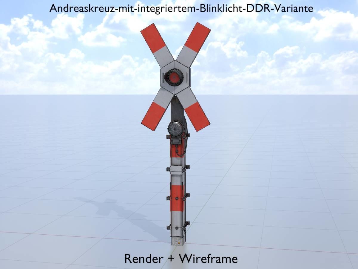 Railway crossing traffic light GDR Version Low-poly 3D model_5