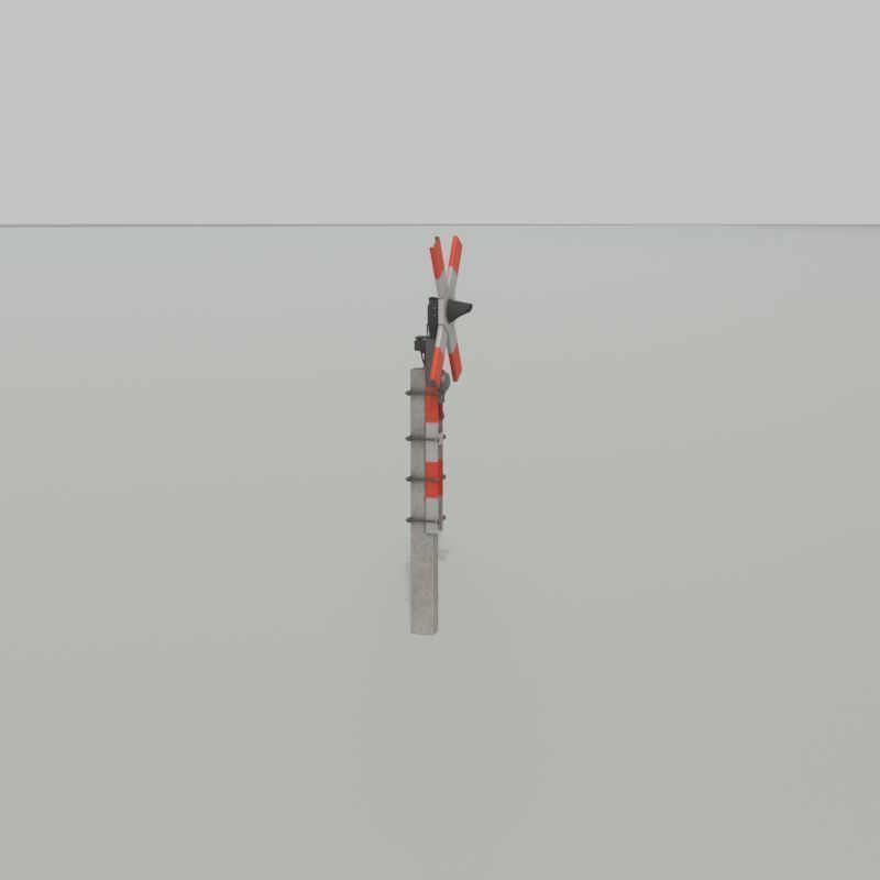 Railway crossing traffic light GDR Version Low-poly 3D model_29