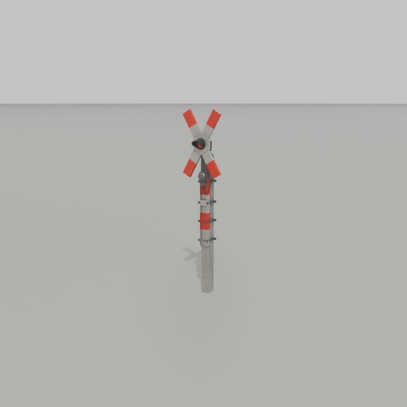 Railway crossing traffic light GDR Version Low-poly 3D model_34