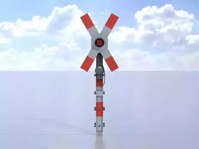 Railway crossing traffic light GDR Version Low-poly 3D model