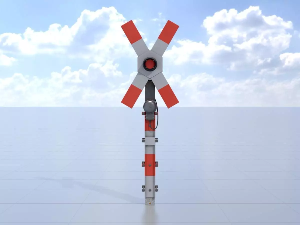 Railway crossing traffic light GDR Version Low-poly 3D model_0