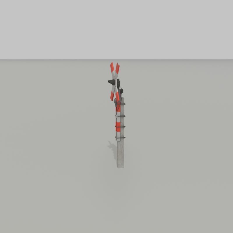 Railway crossing traffic light GDR Version Low-poly 3D model_36