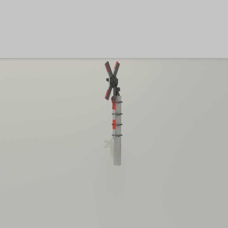 Railway crossing traffic light GDR Version Low-poly 3D model_39