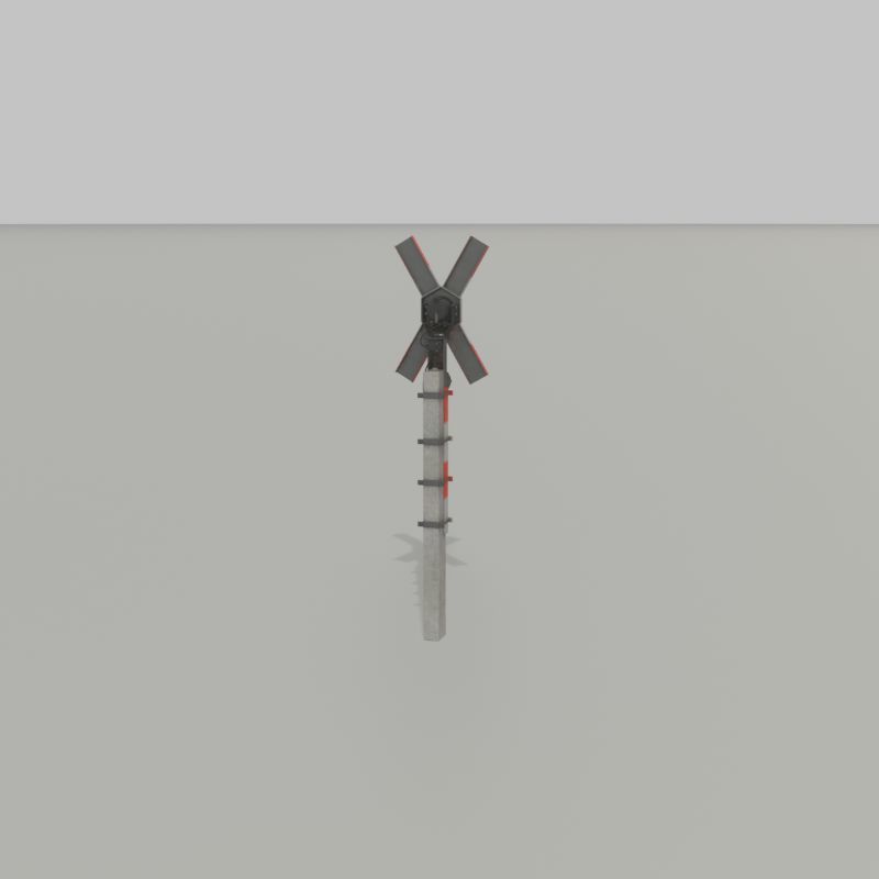 Railway crossing traffic light GDR Version Low-poly 3D model_24