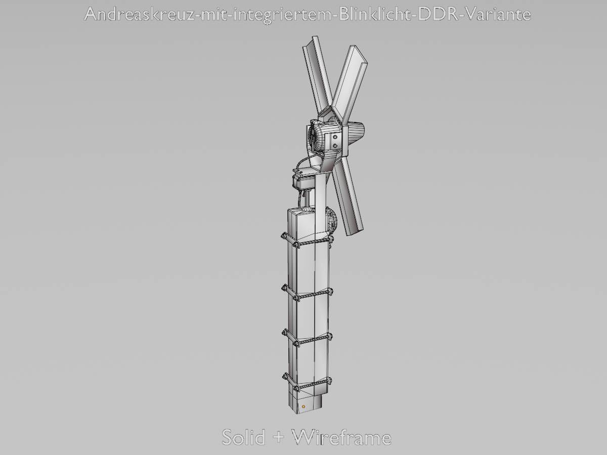 Railway crossing traffic light GDR Version Low-poly 3D model_11