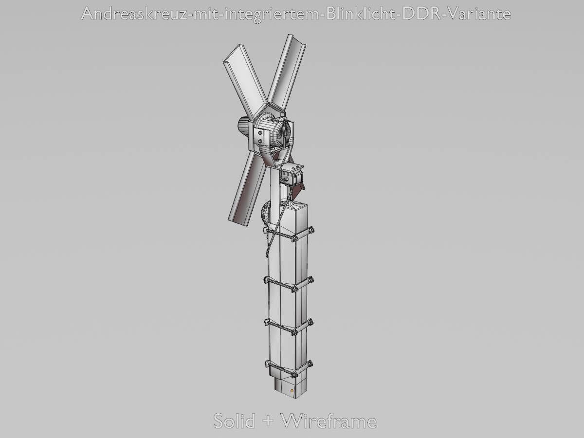 Railway crossing traffic light GDR Version Low-poly 3D model_10