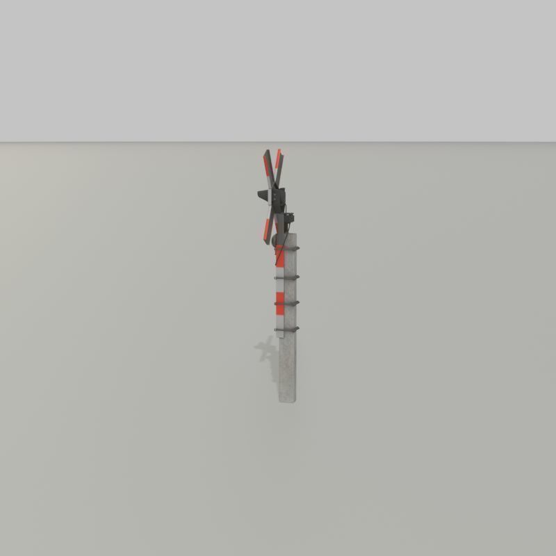 Railway crossing traffic light GDR Version Low-poly 3D model_38
