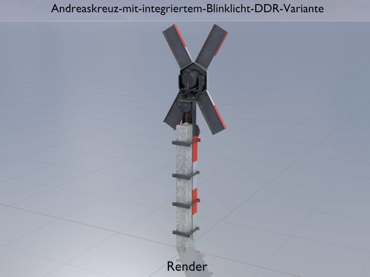 Railway crossing traffic light GDR Version Low-poly 3D model_15