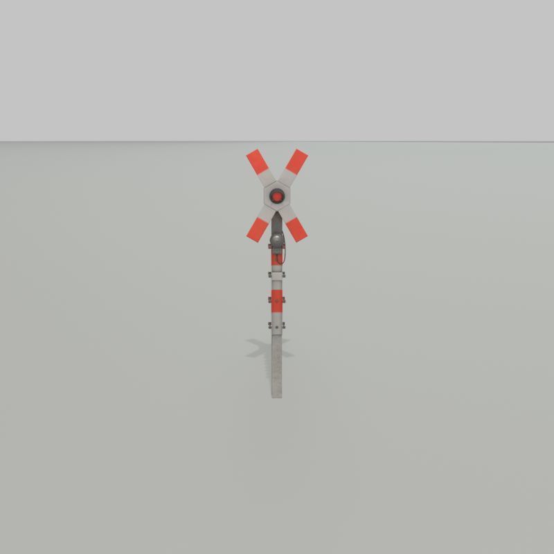 Railway crossing traffic light GDR Version Low-poly 3D model_21