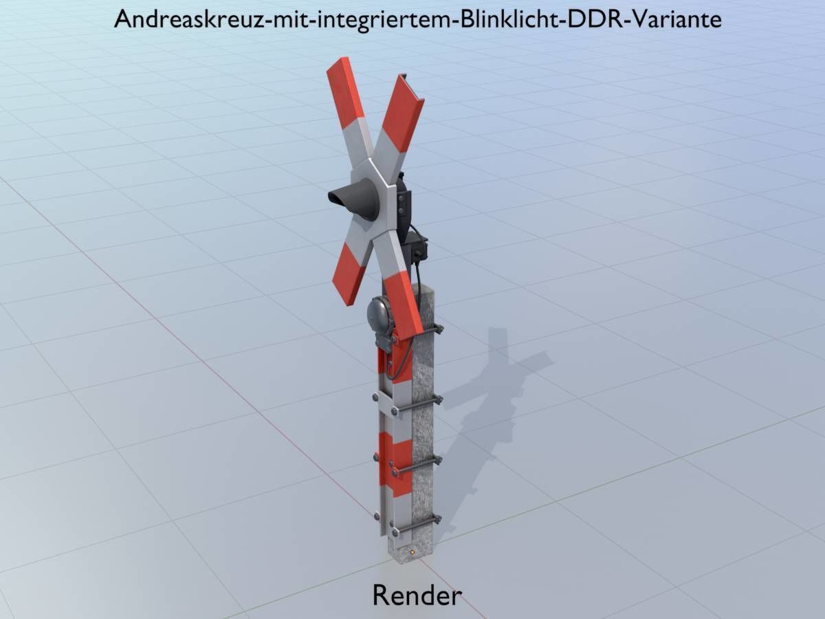 Railway crossing traffic light GDR Version Low-poly 3D model_13