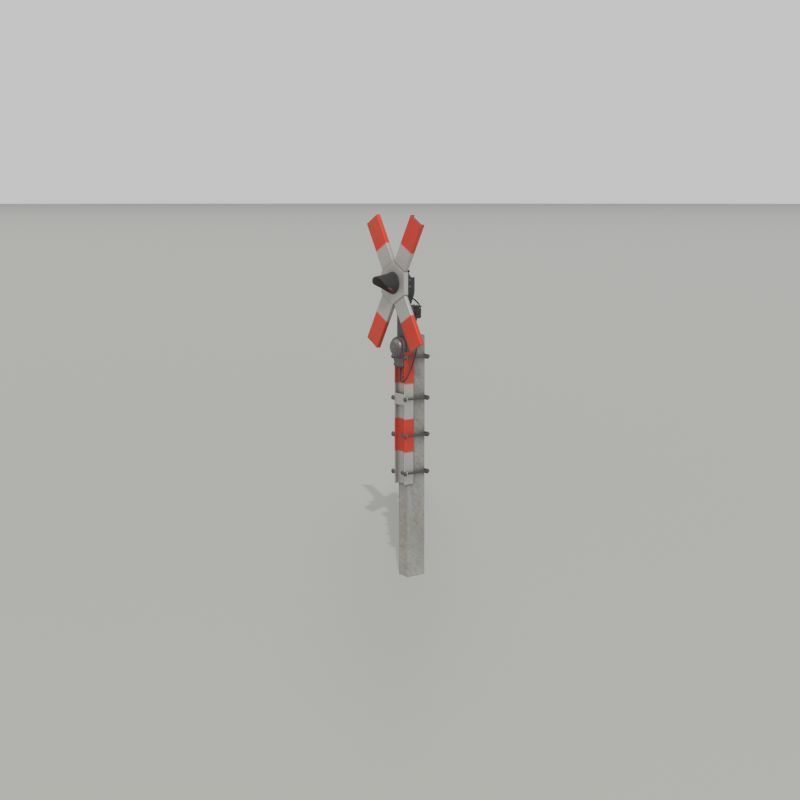 Railway crossing traffic light GDR Version Low-poly 3D model_35