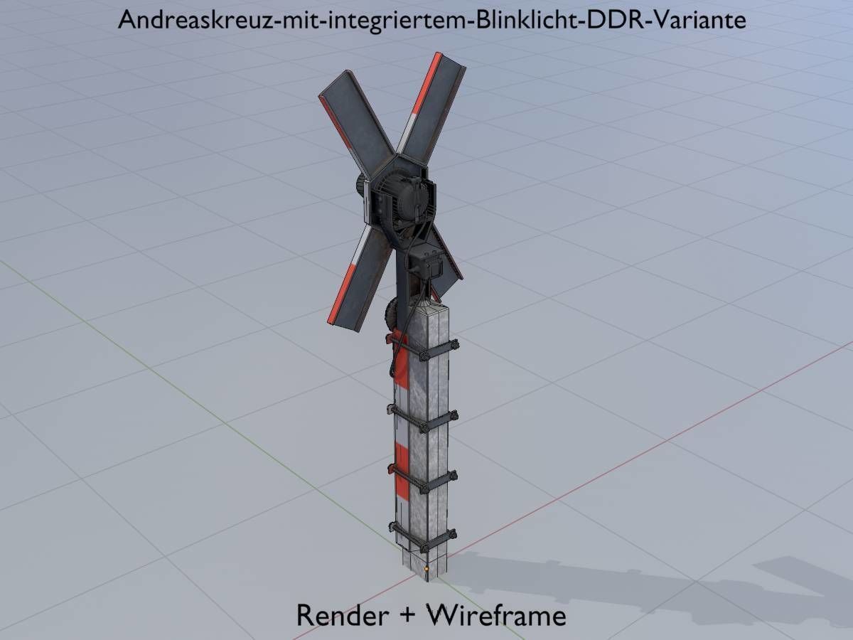 Railway crossing traffic light GDR Version Low-poly 3D model_6