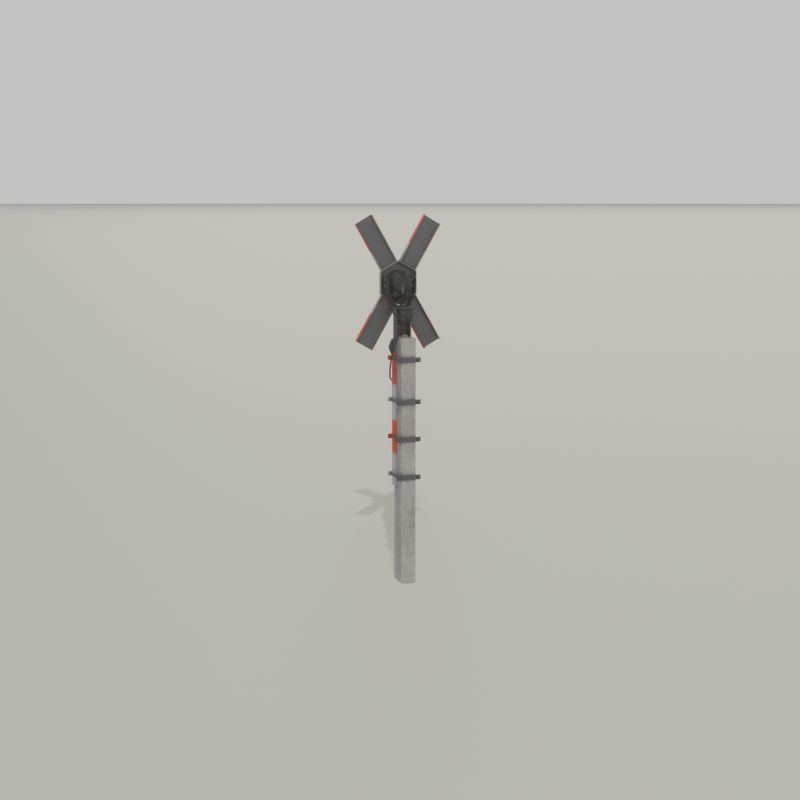 Railway crossing traffic light GDR Version Low-poly 3D model_22