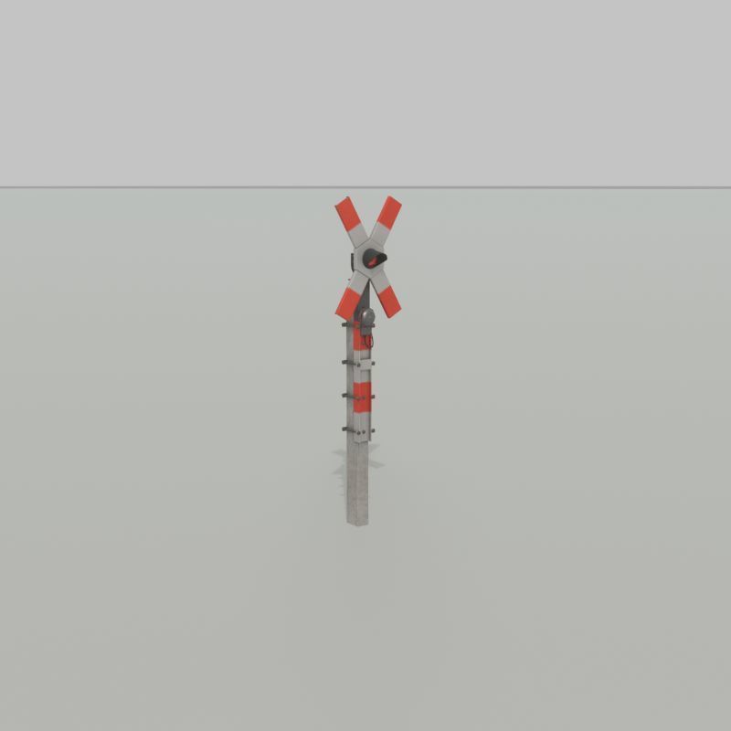 Railway crossing traffic light GDR Version Low-poly 3D model_31