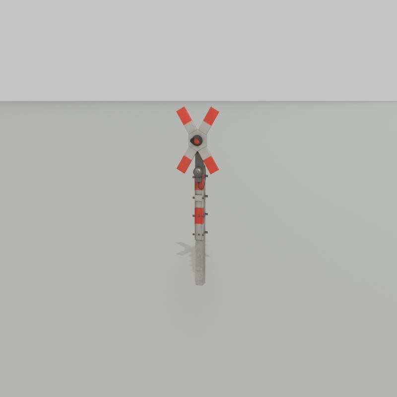 Railway crossing traffic light GDR Version Low-poly 3D model_32