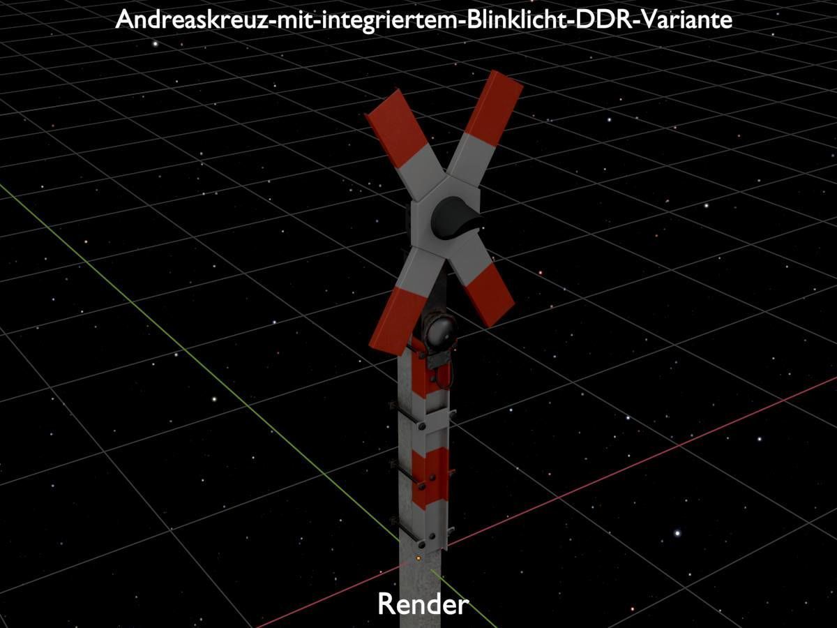 Railway crossing traffic light GDR Version Low-poly 3D model_20