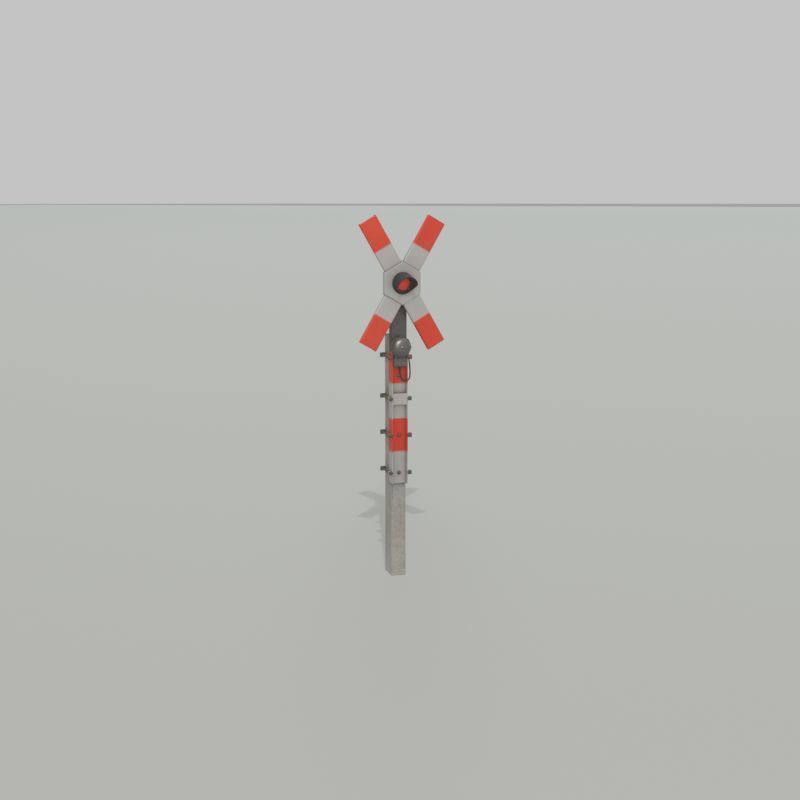 Railway crossing traffic light GDR Version Low-poly 3D model_33