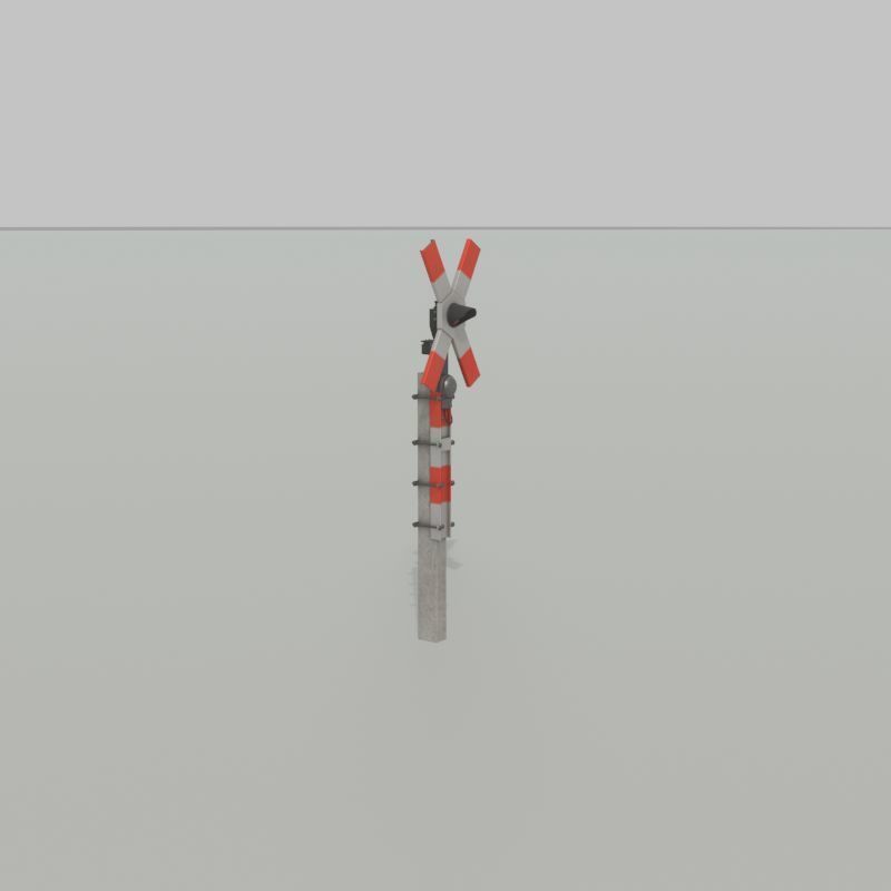 Railway crossing traffic light GDR Version Low-poly 3D model_30