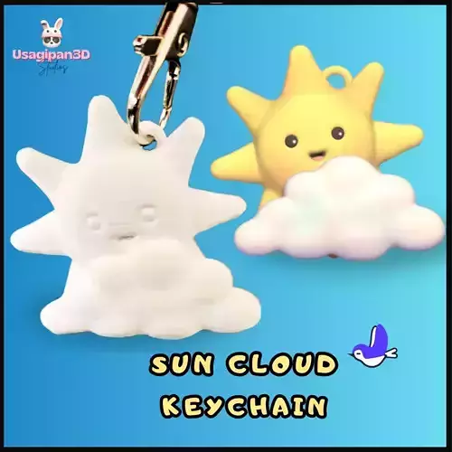 Sun Cloud Keychain 3D print model
