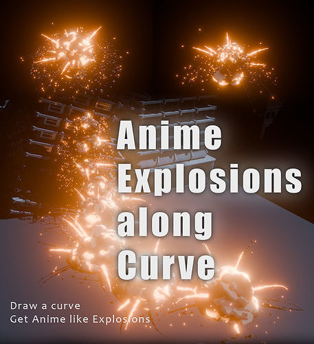 Anime Explosions Along Curve 3D model