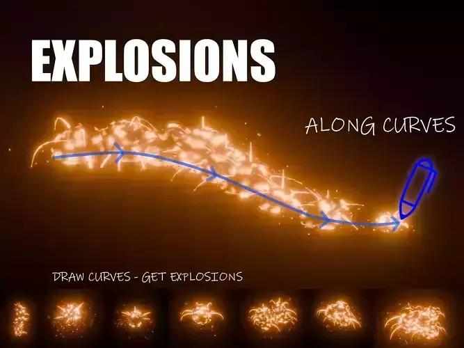 Anime Explosions Along Curve 3D model