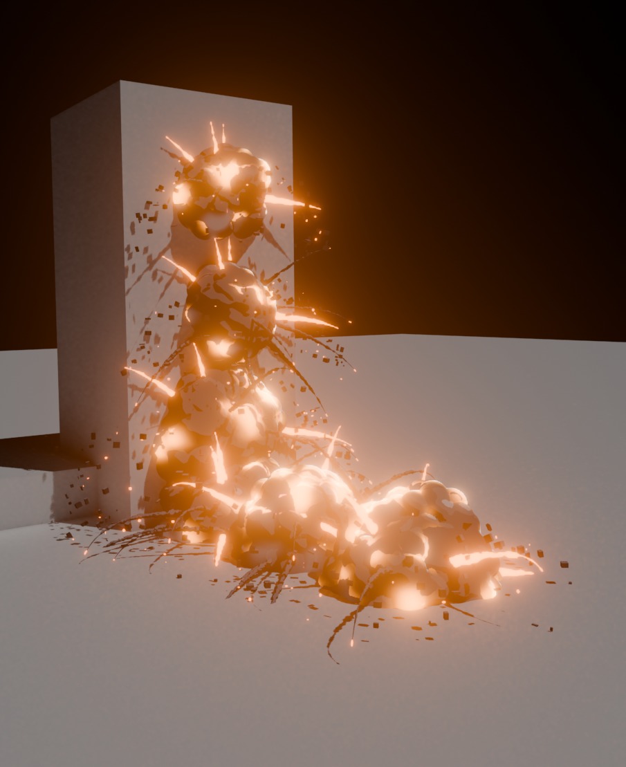 Anime Explosions Along Curve 3D model_4
