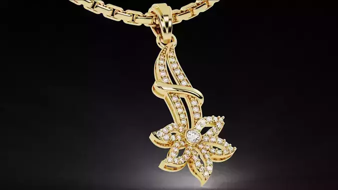 Blossom Flower Diamond Pendant 3D print model