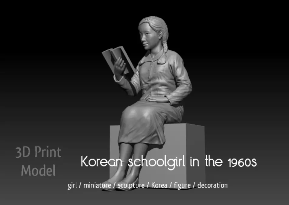 Korean schoolgirl in the 1960s Free 3D print model