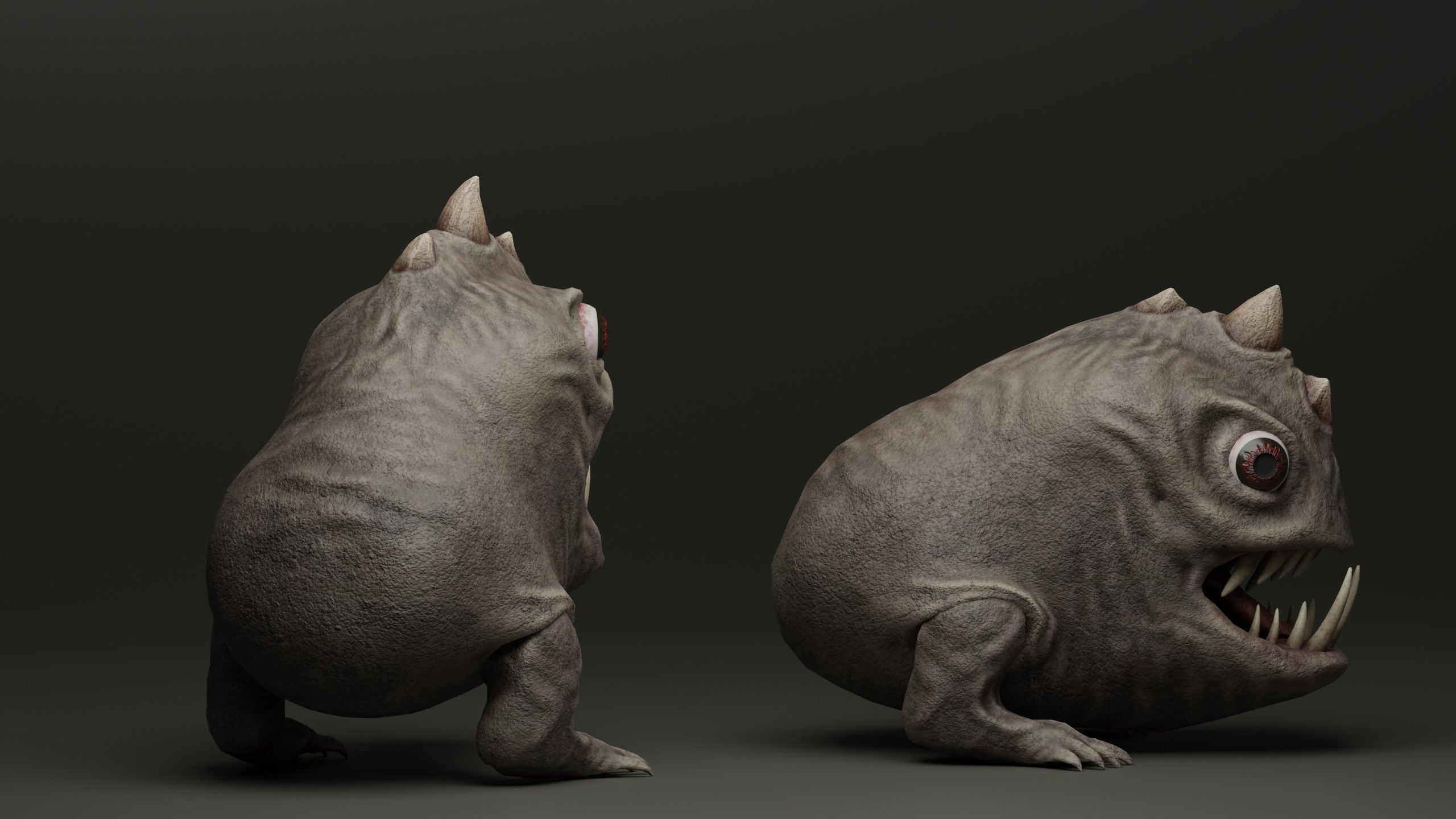 Horned Reptile Fantasy Beast Low-poly 3D model_7