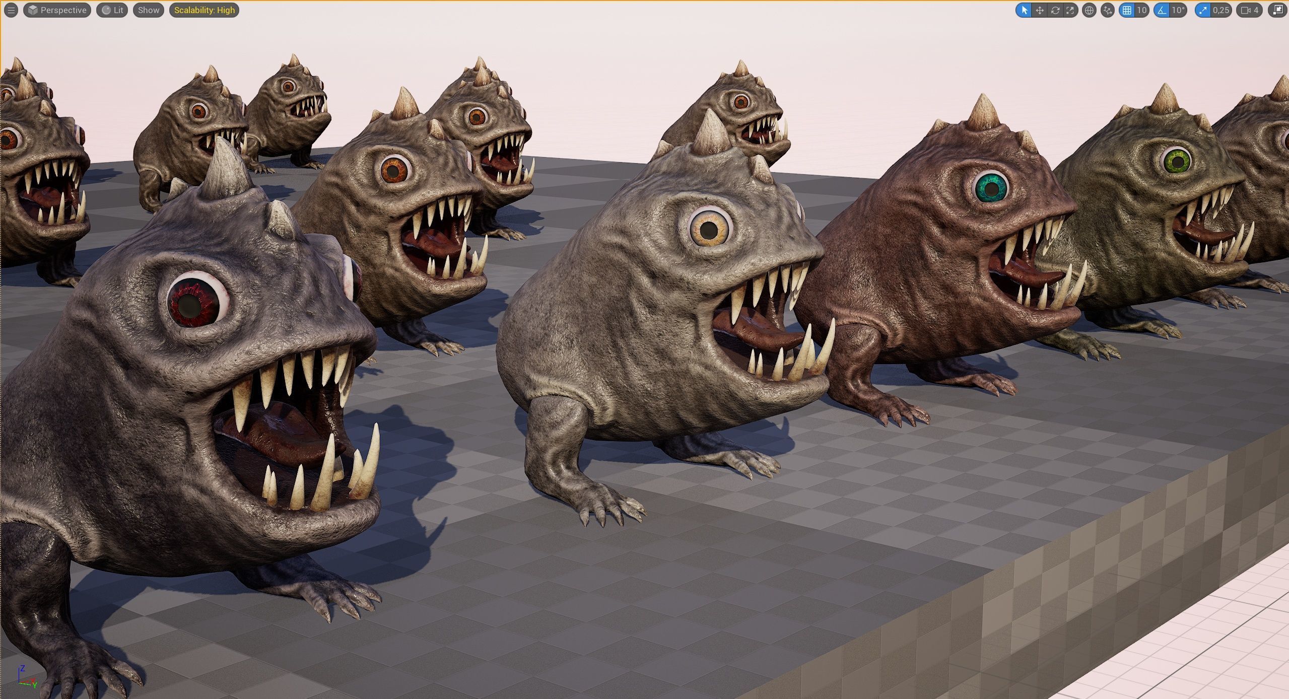 Horned Reptile Fantasy Beast Low-poly 3D model_10