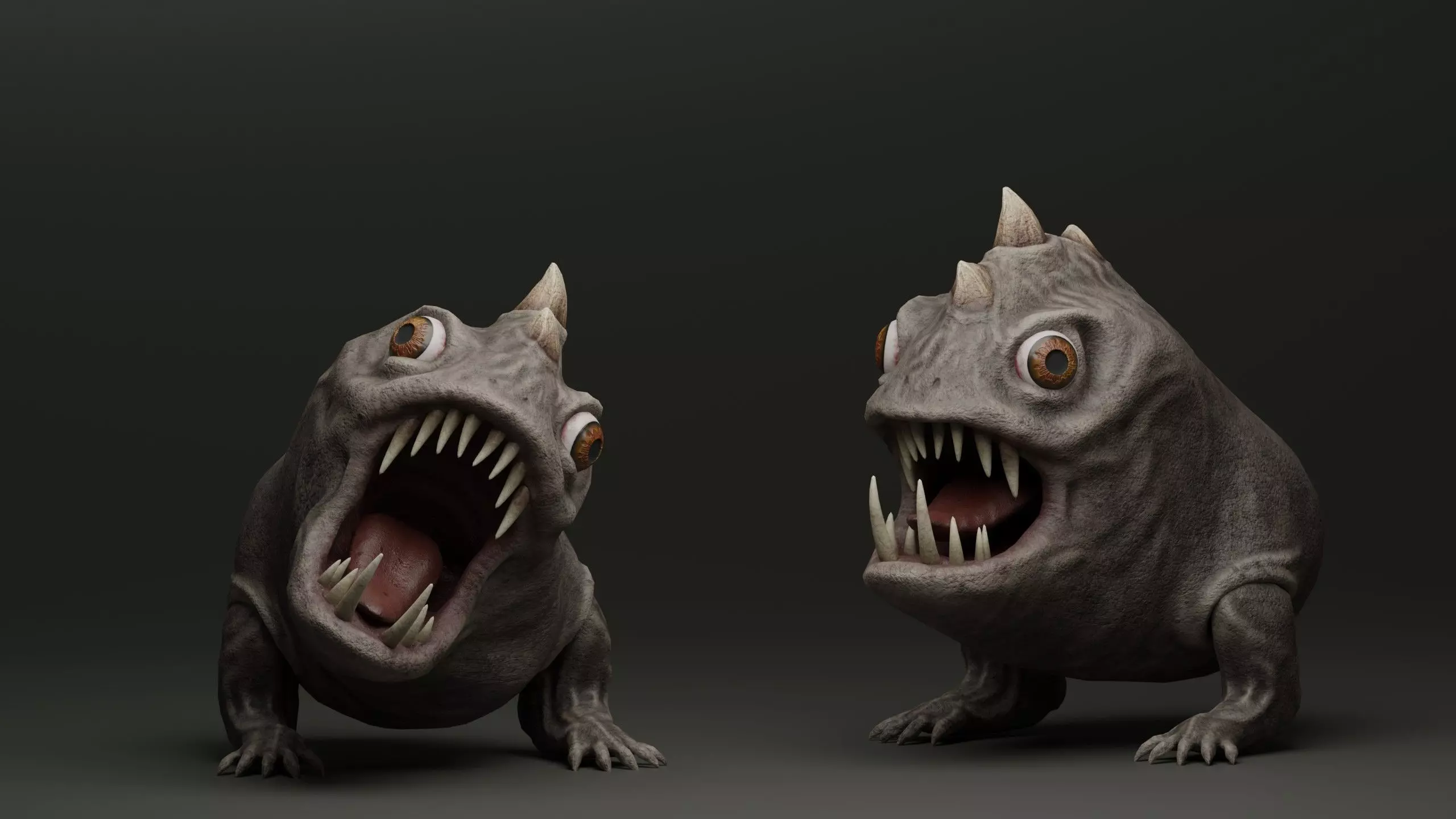 Horned Reptile Fantasy Beast Low-poly 3D model_0