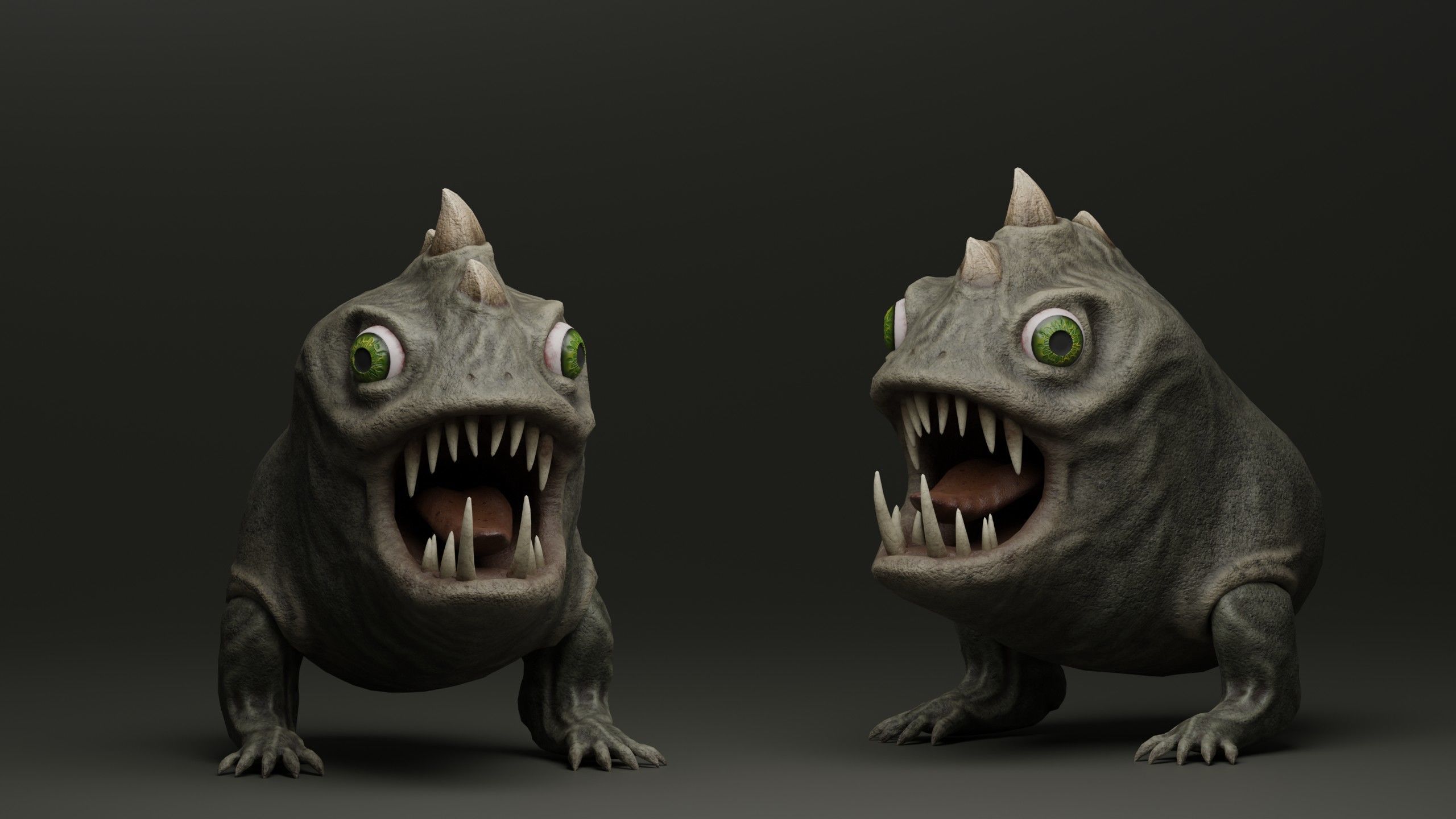 Horned Reptile Fantasy Beast Low-poly 3D model_2