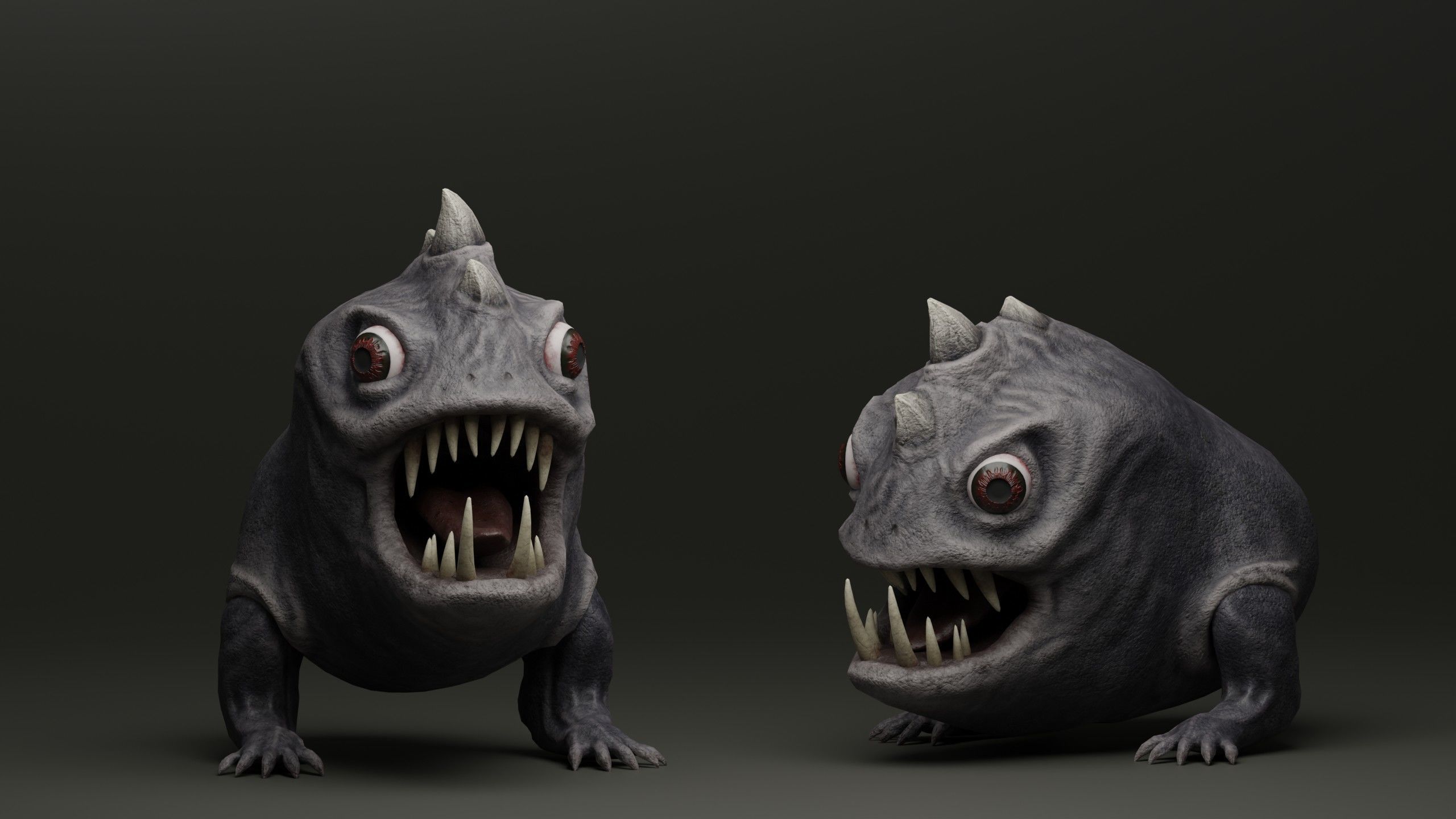 Horned Reptile Fantasy Beast Low-poly 3D model_6