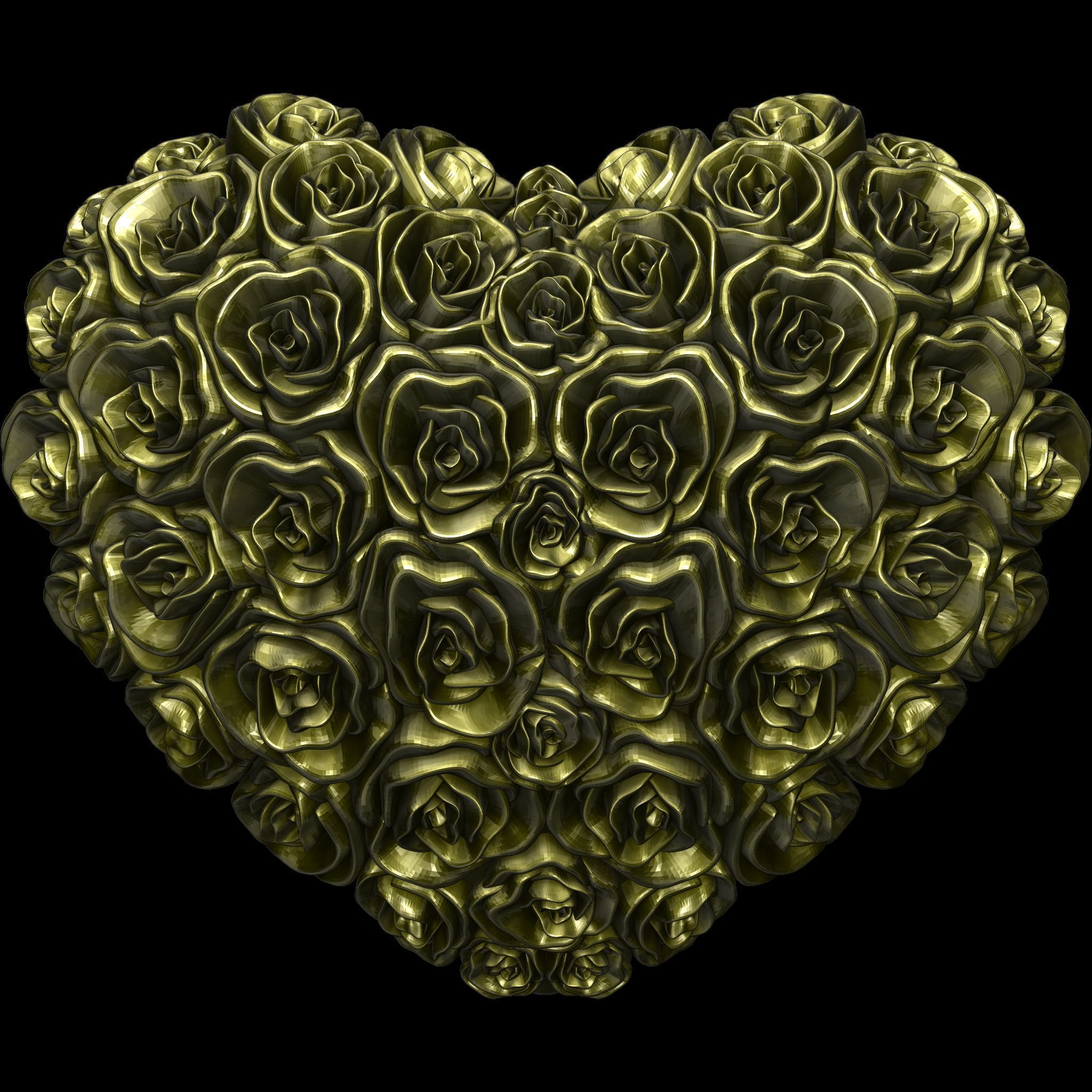 Heart of Roses Relief and Pendant  STL file for 3D print model_4