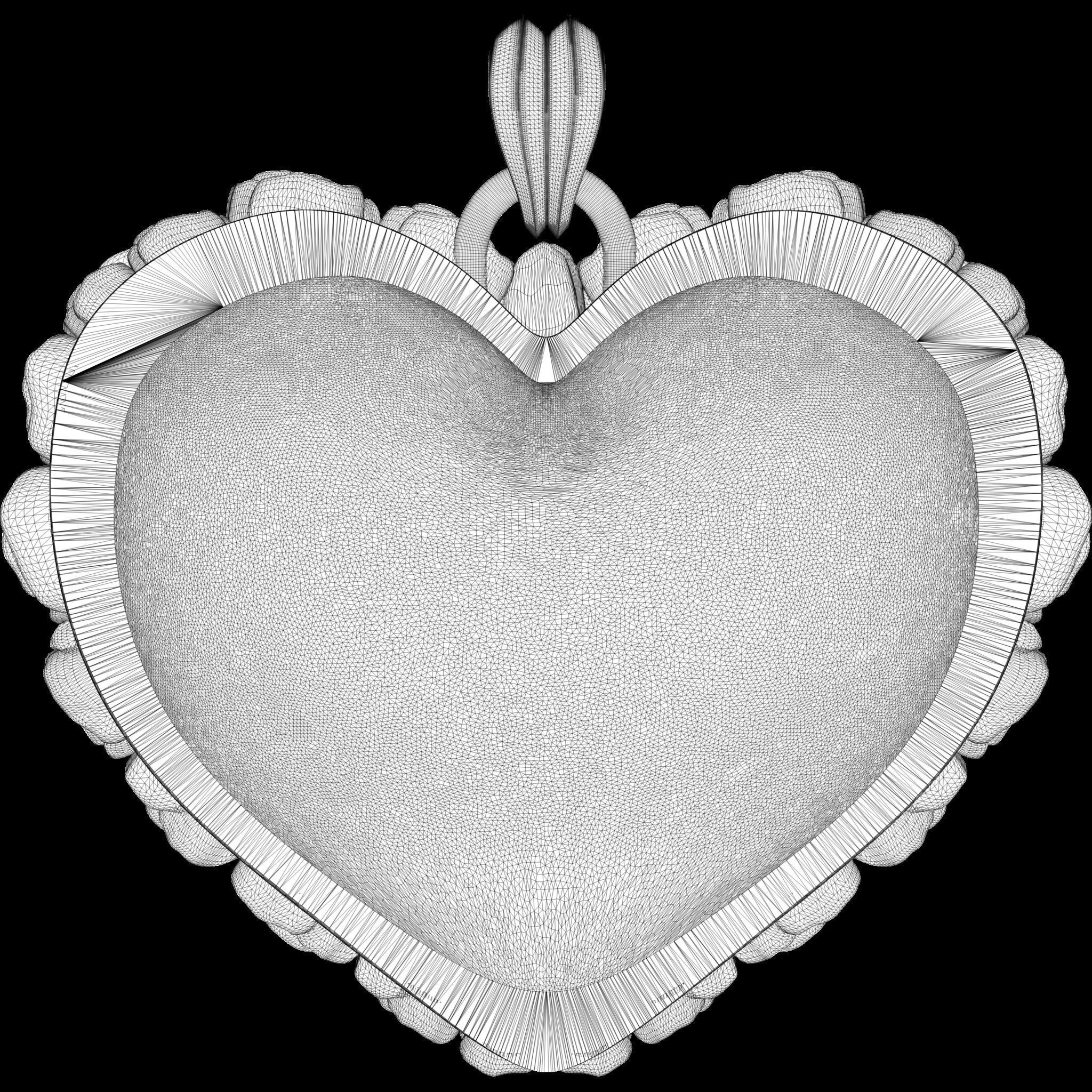Heart of Roses Relief and Pendant  STL file for 3D print model_12