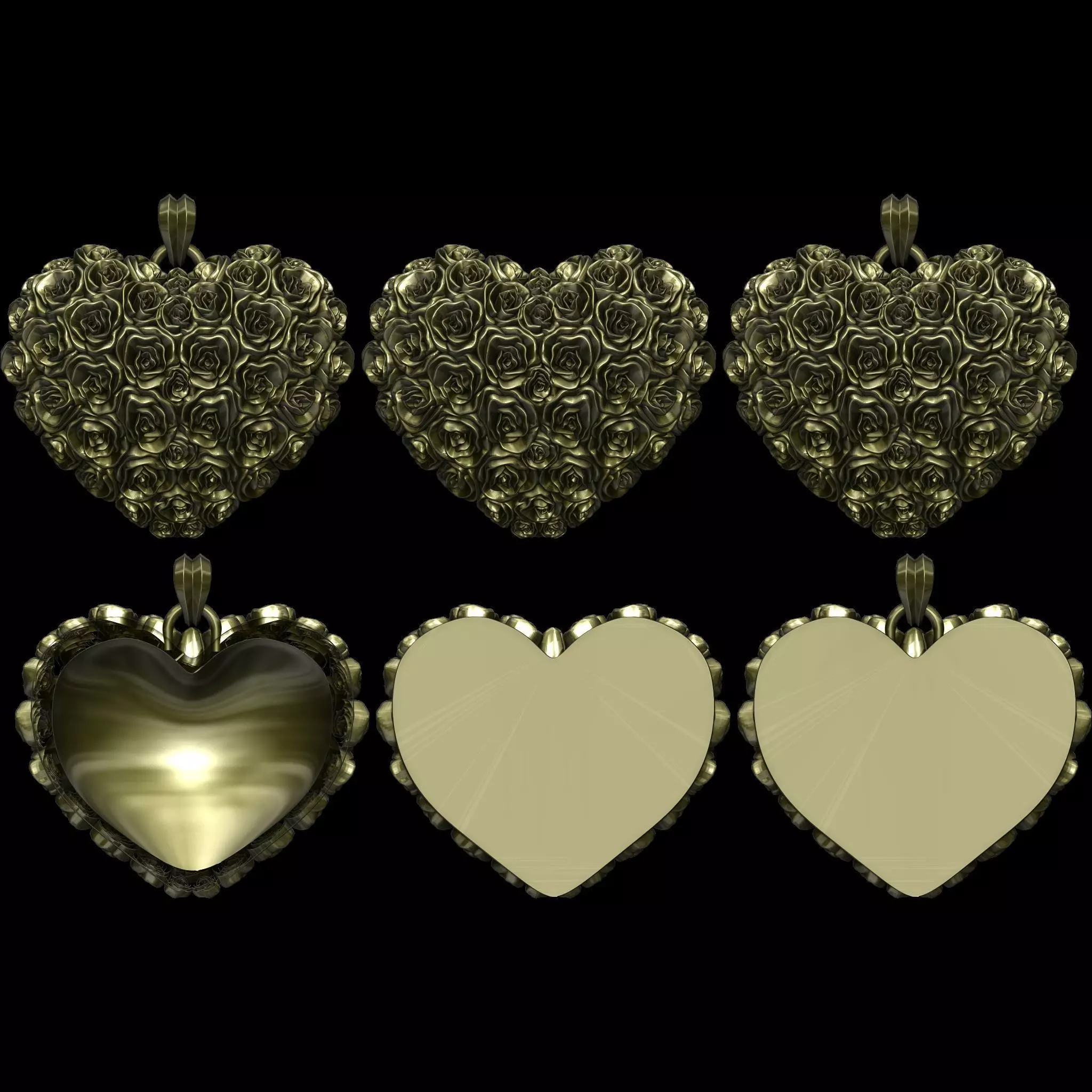 Heart of Roses Relief and Pendant  STL file for 3D print model_0