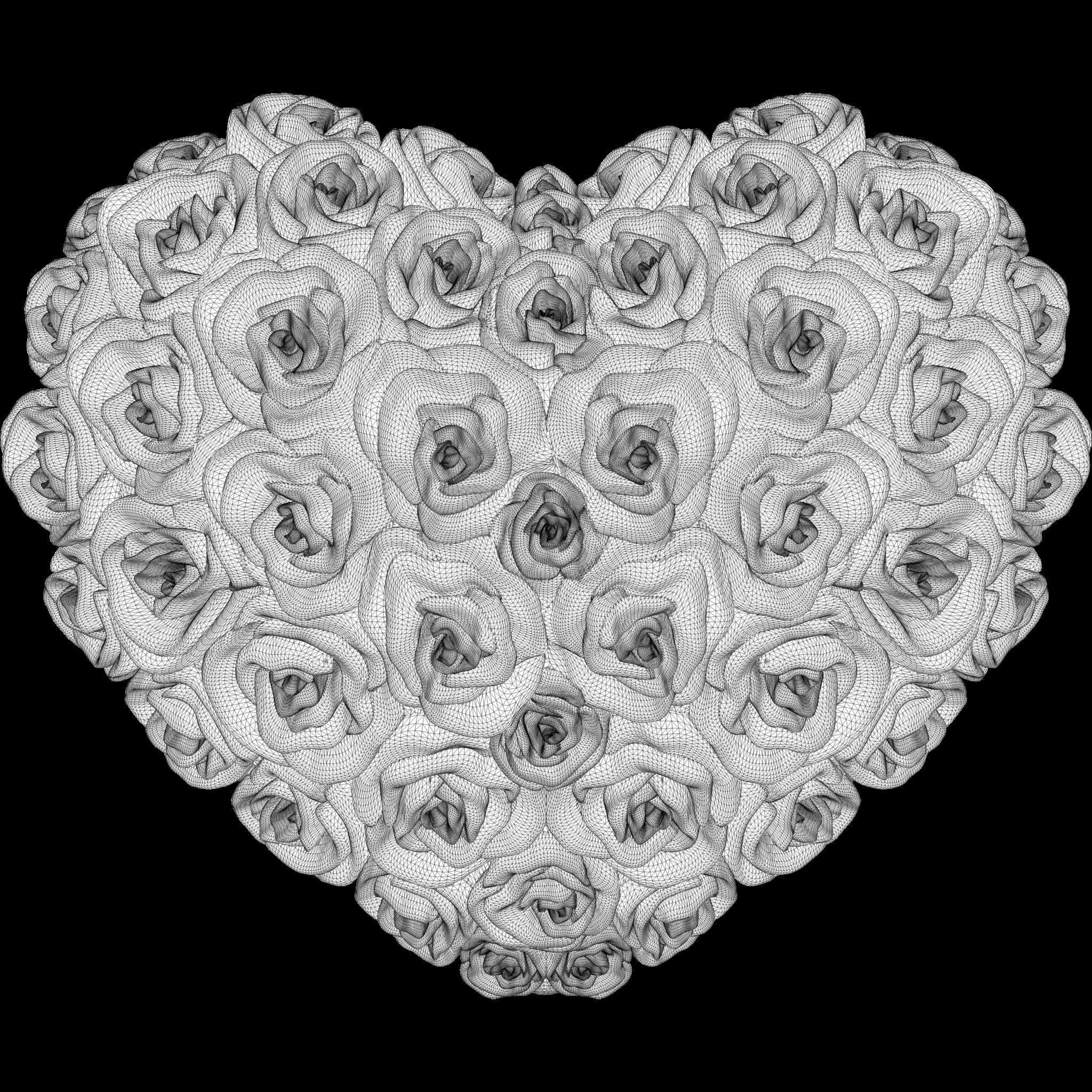 Heart of Roses Relief and Pendant  STL file for 3D print model_11