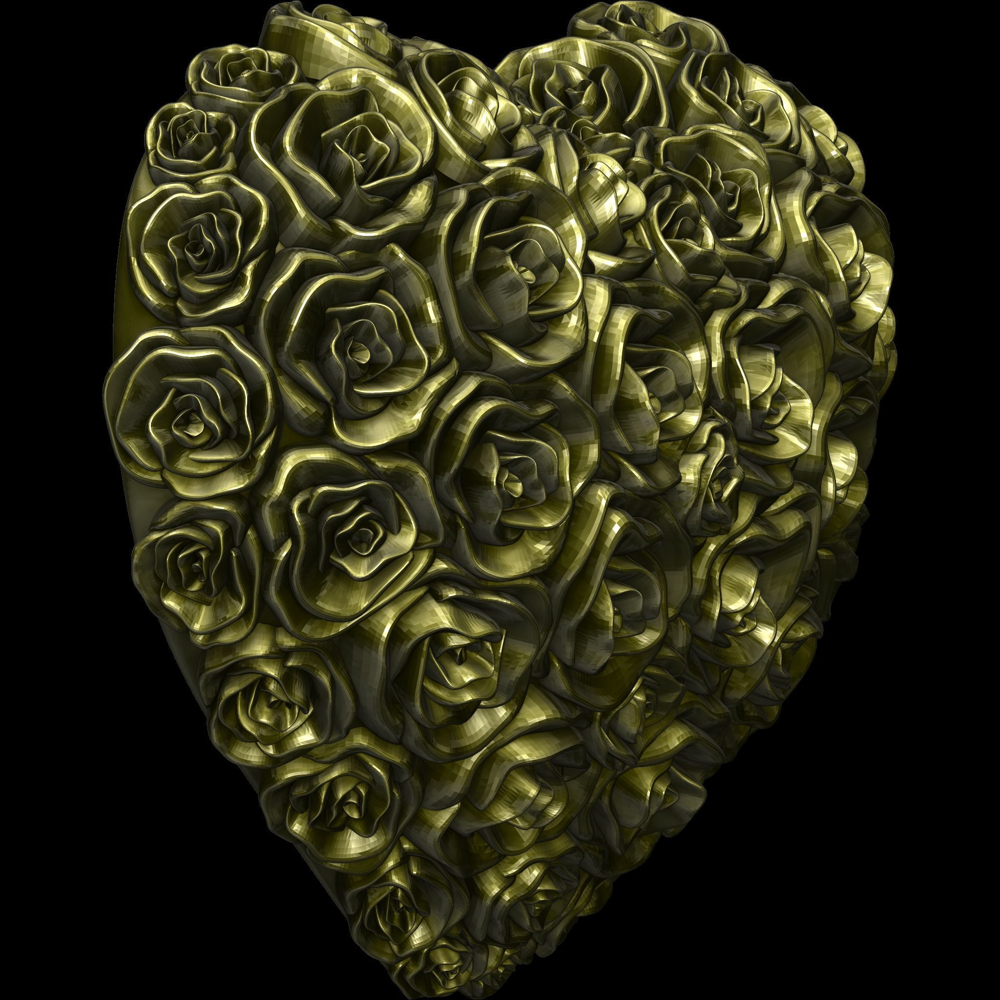 Heart of Roses Relief and Pendant  STL file for 3D print model_5