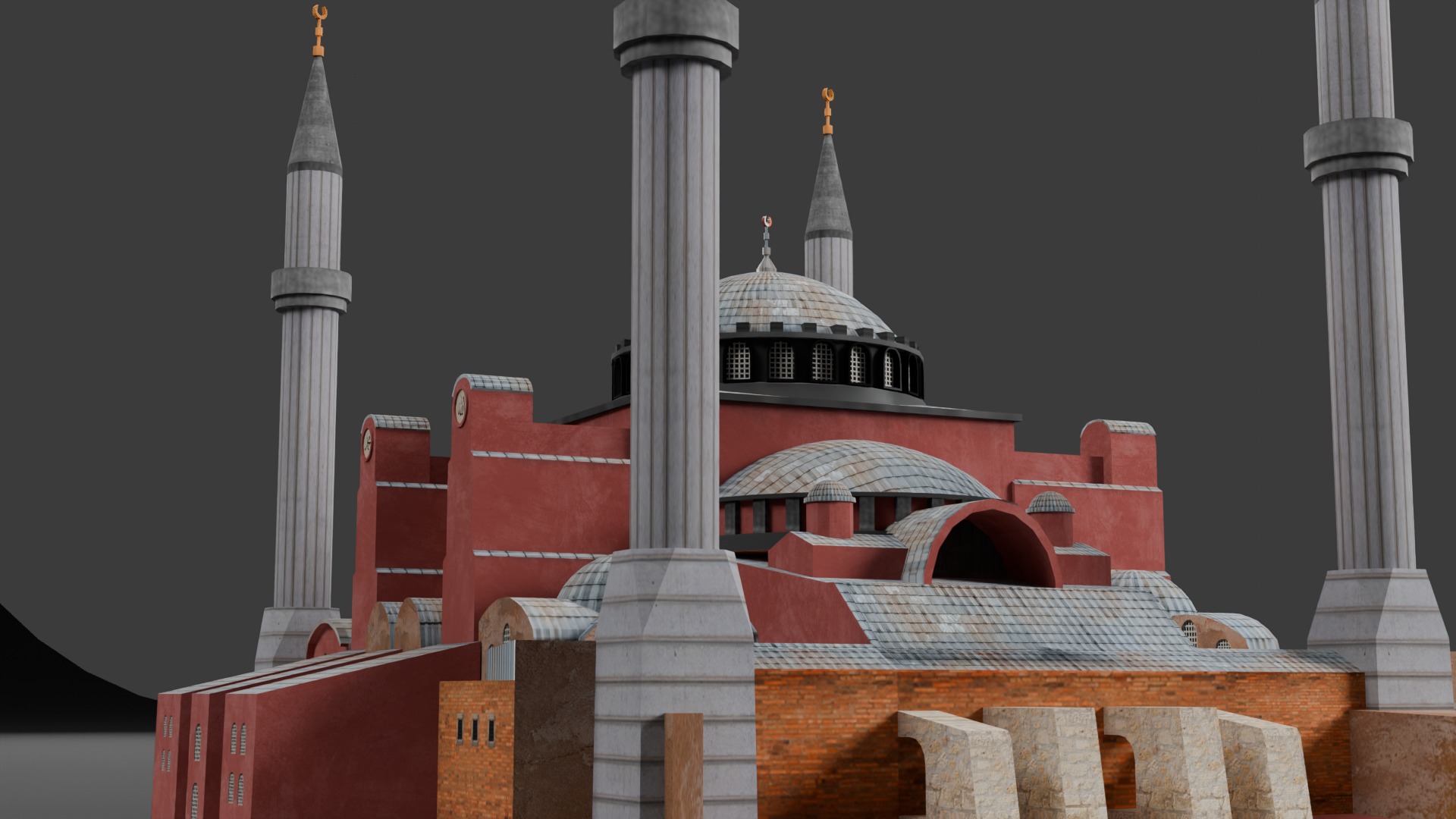 Low Poly Hagia Sophia Mosque - Ayasofya - Turkey Low-poly 3D model_10