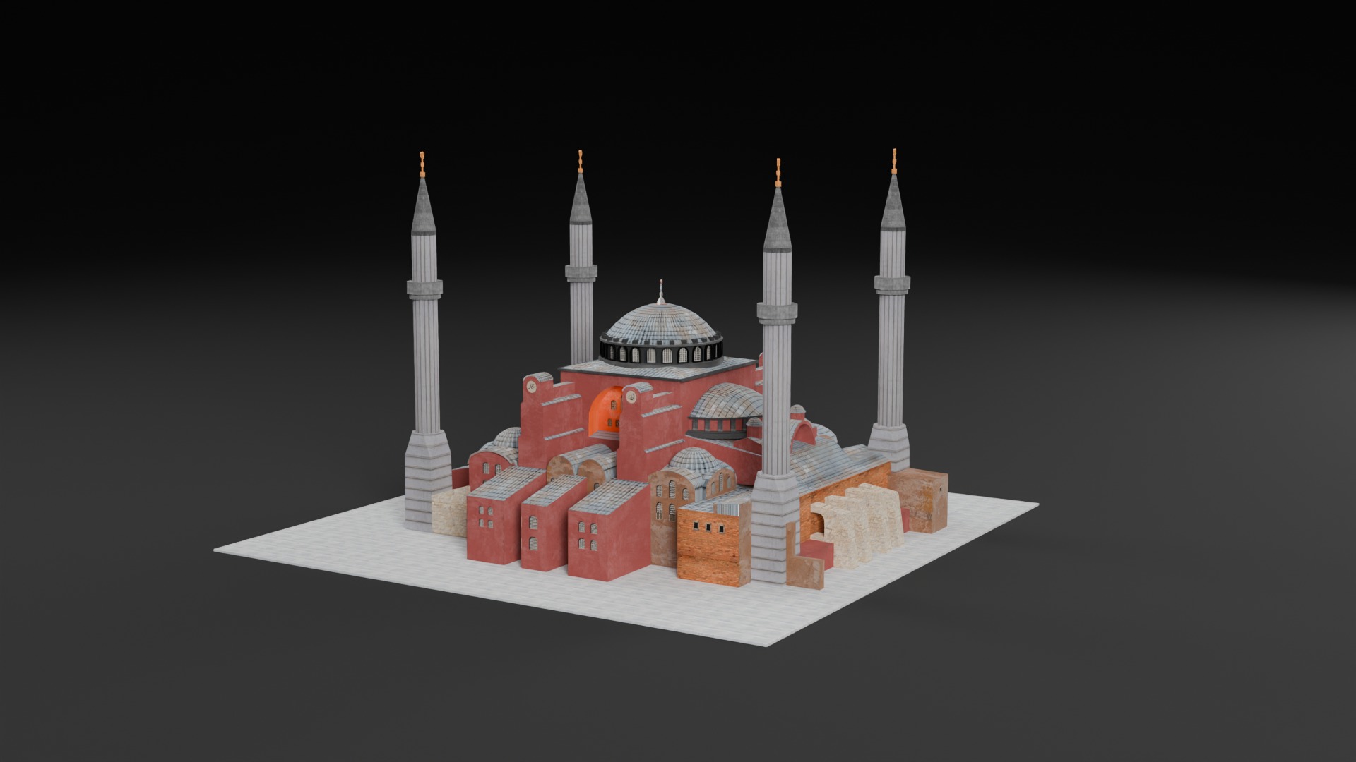 Low Poly Hagia Sophia Mosque - Ayasofya - Turkey Low-poly 3D model_2
