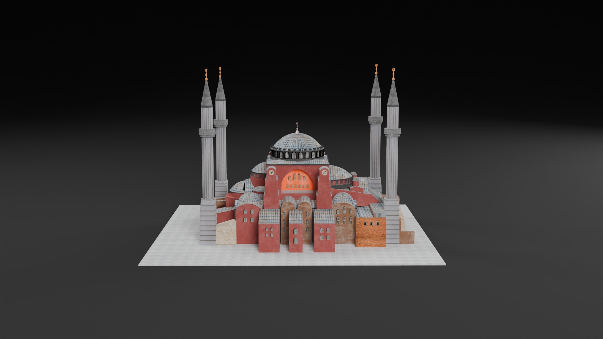 Low Poly Hagia Sophia Mosque - Ayasofya - Turkey Low-poly 3D model_3