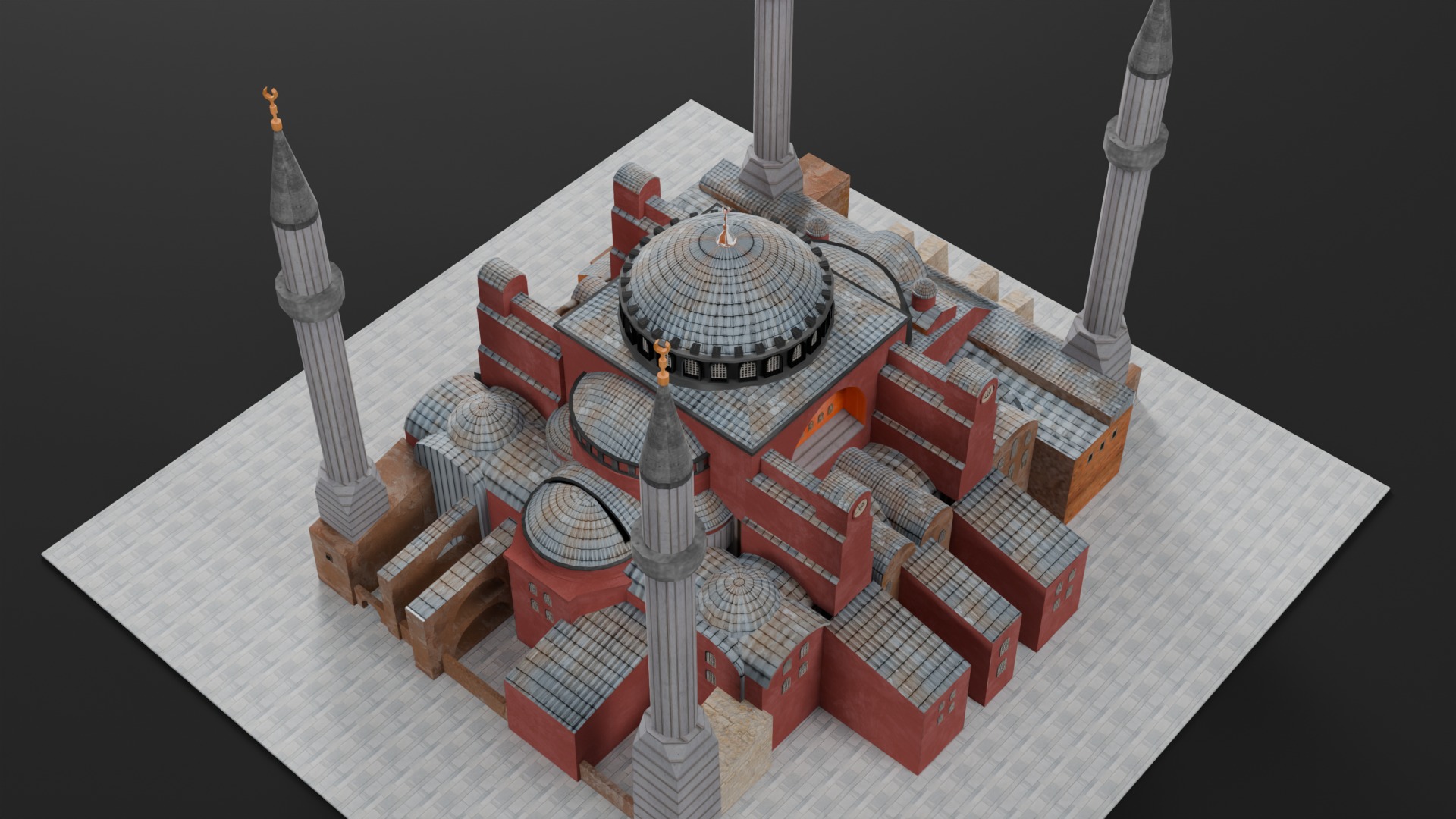 Low Poly Hagia Sophia Mosque - Ayasofya - Turkey Low-poly 3D model_9