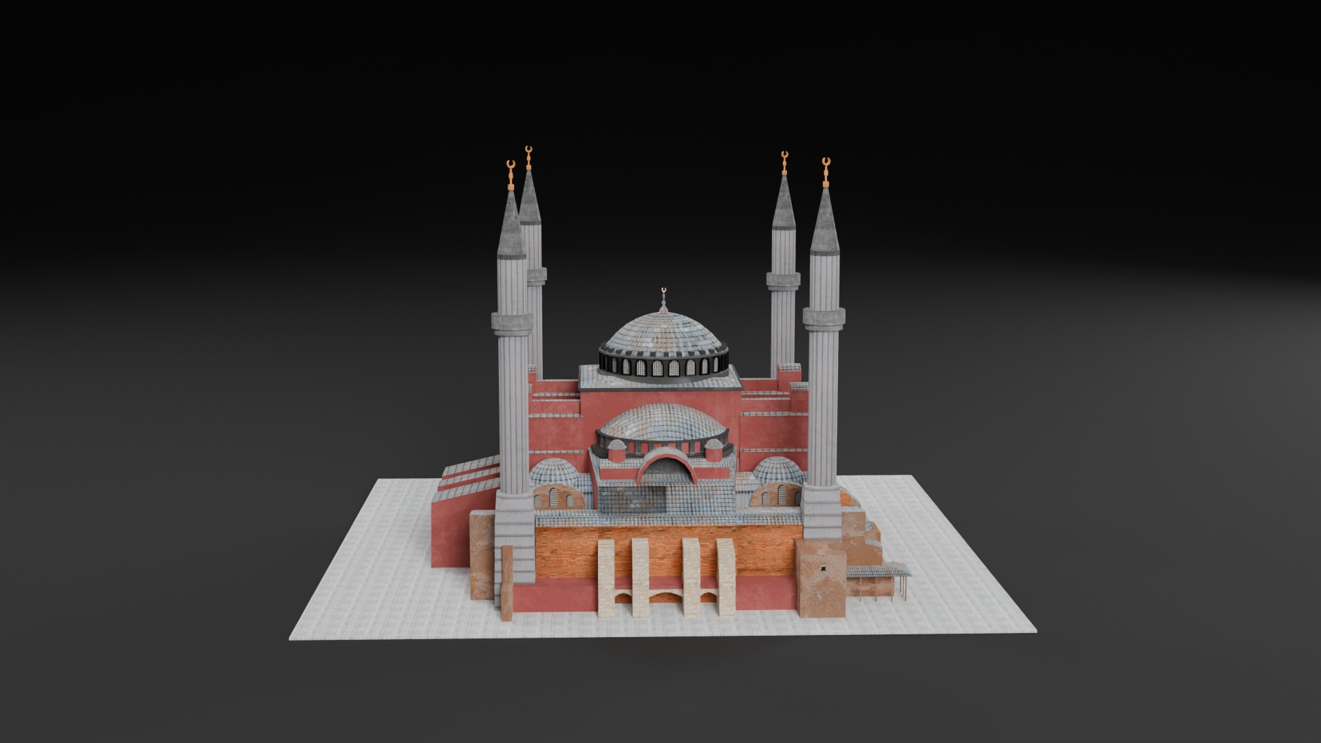 Low Poly Hagia Sophia Mosque - Ayasofya - Turkey Low-poly 3D model_1