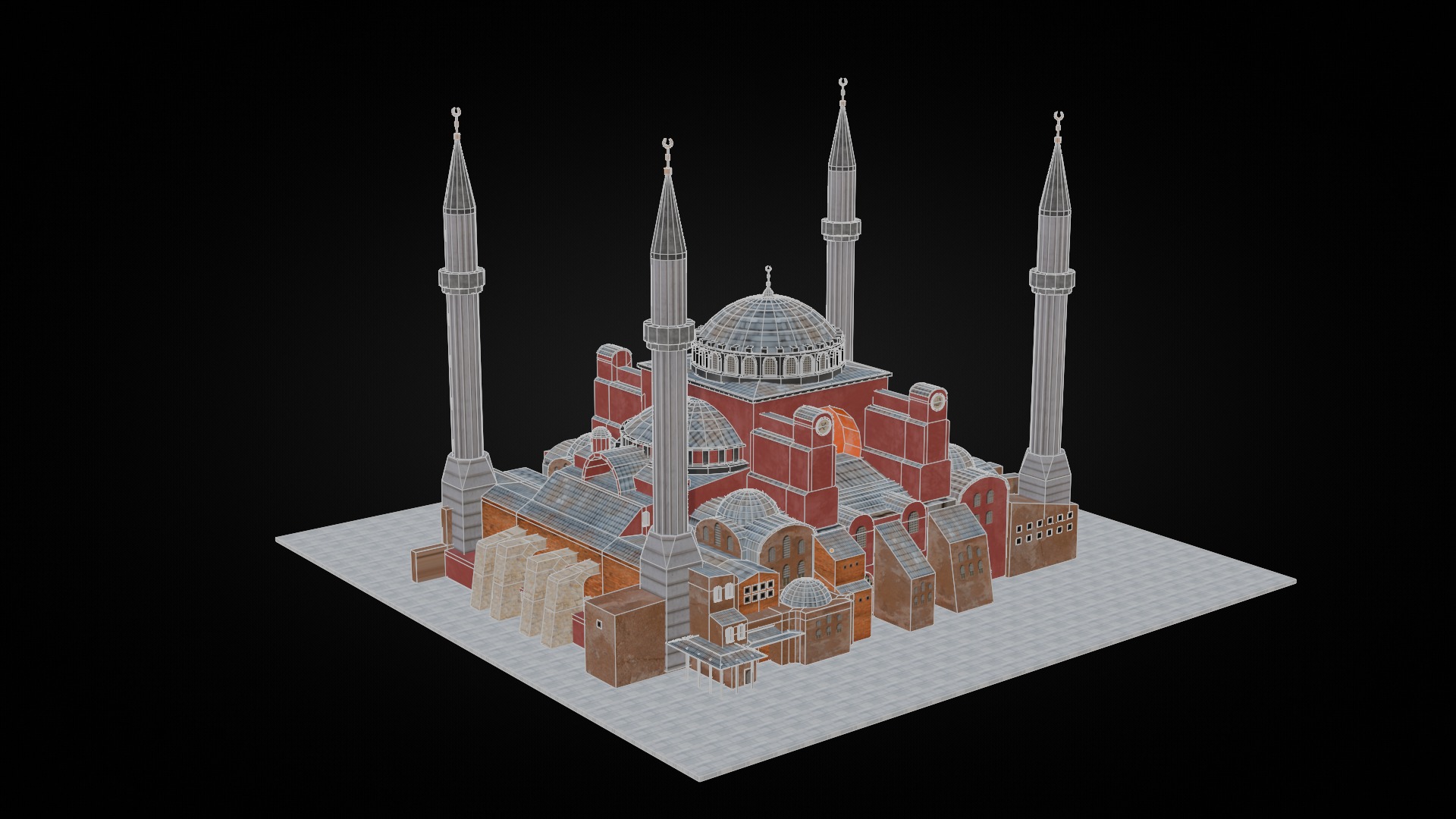 Low Poly Hagia Sophia Mosque - Ayasofya - Turkey Low-poly 3D model_8