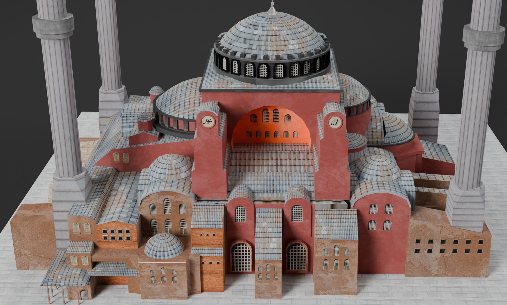 Low Poly Hagia Sophia Mosque - Ayasofya - Turkey Low-poly 3D model_5