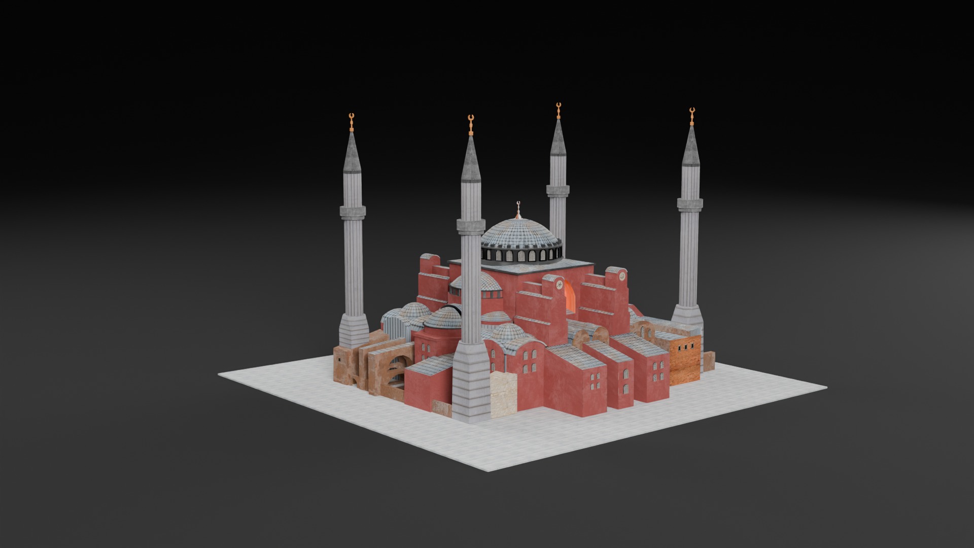 Low Poly Hagia Sophia Mosque - Ayasofya - Turkey Low-poly 3D model_4