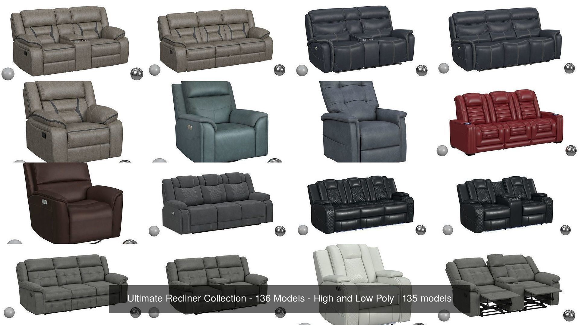 Ultimate Recliner Collection - 136 Models - High and Low Poly _14