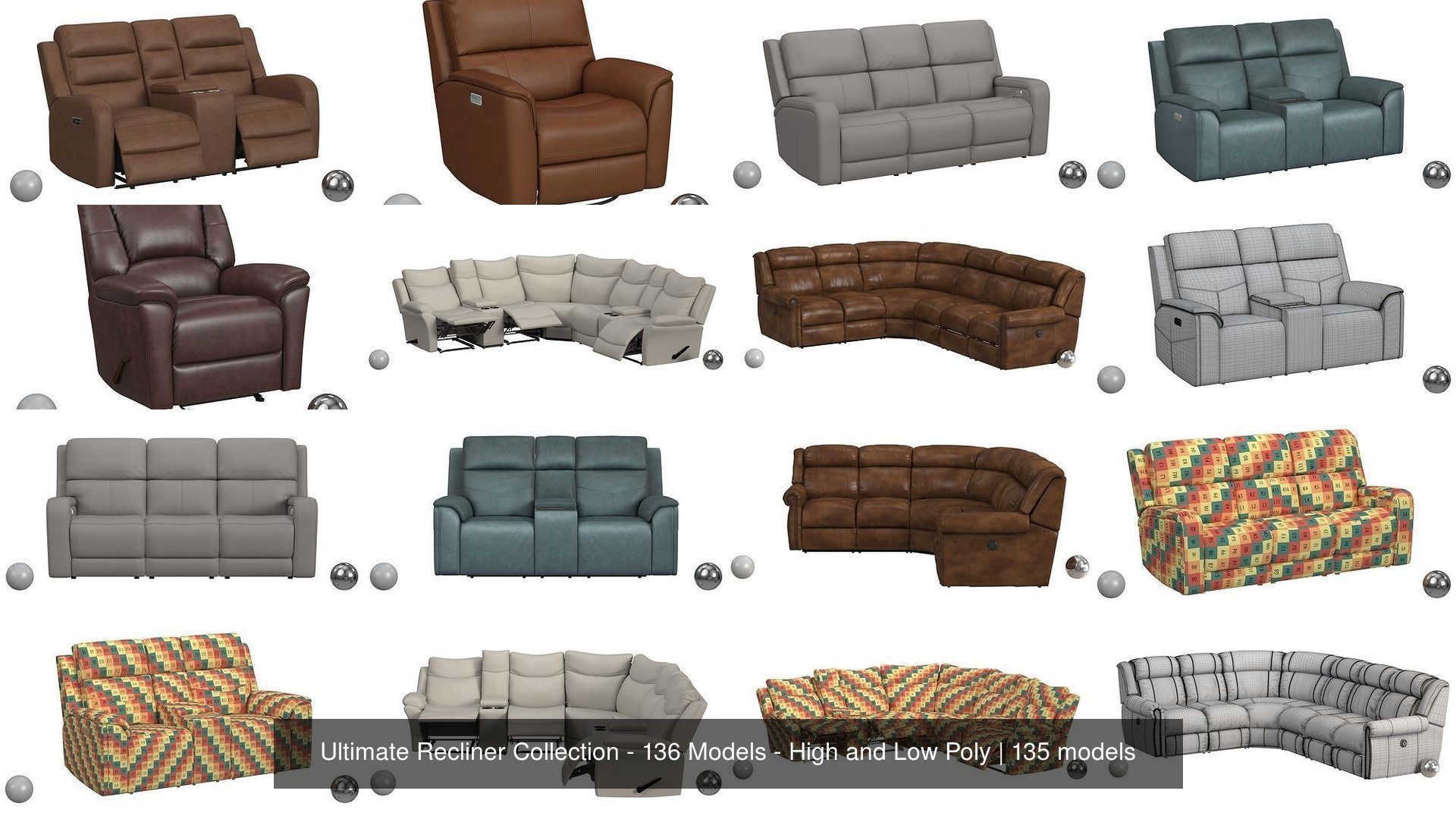 Ultimate Recliner Collection - 136 Models - High and Low Poly _16