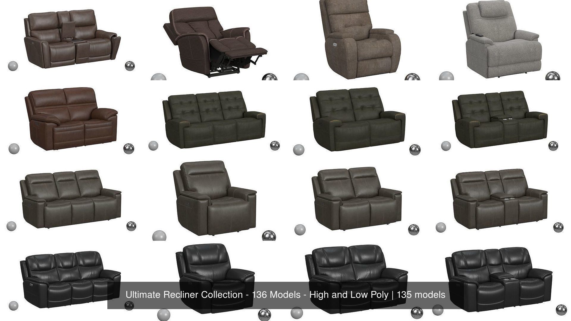 Ultimate Recliner Collection - 136 Models - High and Low Poly _4