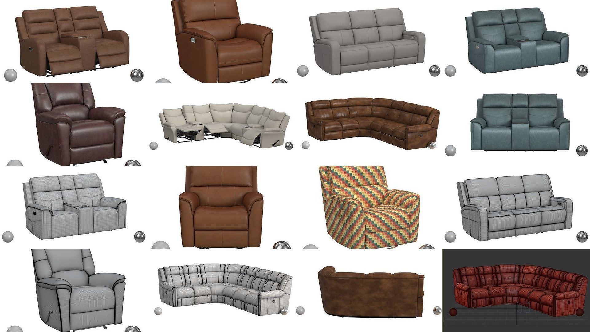 Ultimate Recliner Collection - 136 Models - High and Low Poly _15